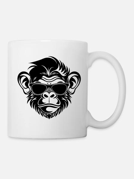 Cool Monkey Head with Sunglasses - Mug - white