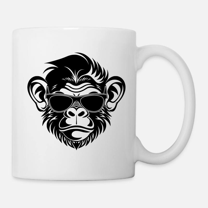 Cool Monkey Head with Sunglasses - Mug - white