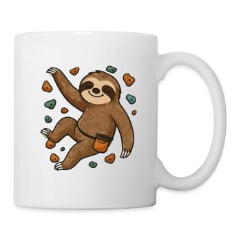 Lustiges Bouldern Shirt mit Faultier - Tasse - Weiß - Rechts