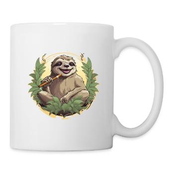 Sloth in a wreath of leaves - Mug - white - Right