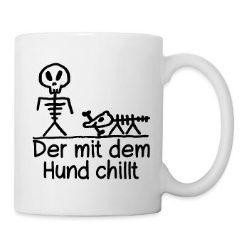 Celui qui se détend avec le chien Propriétaire de chien Humour squelette - Mug blanc - blanc - Droite