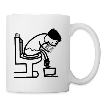 Funny man on toilet toilet humor - Mug - white - Right