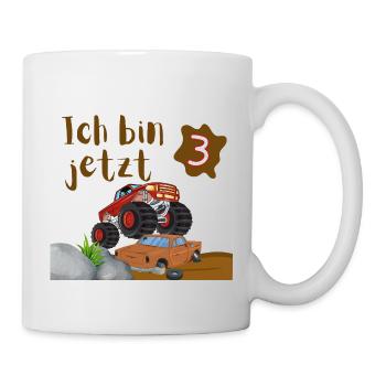 I'm Now 3 – Monster Truck Birthday Shirt - Mug - white - Right