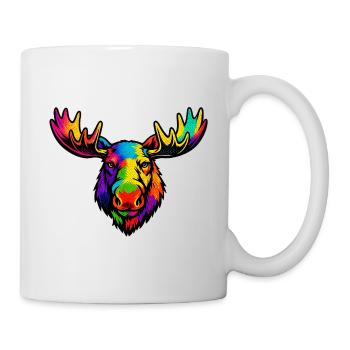 La tête de l’orignal arc-en-ciel - Mug blanc - blanc - Droite