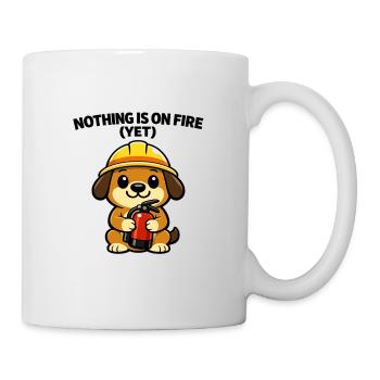 Construction site doggy: Nothing burns (yet) - Mug - white - Right