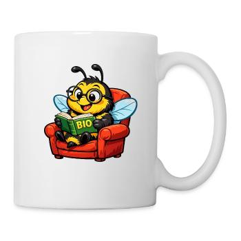 Biene liest ein Buch über Bio - Tasse - Weiß - Rechts