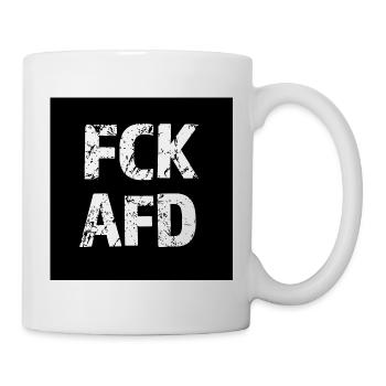 Rough lettering on black fck afd - Mug - white - Right