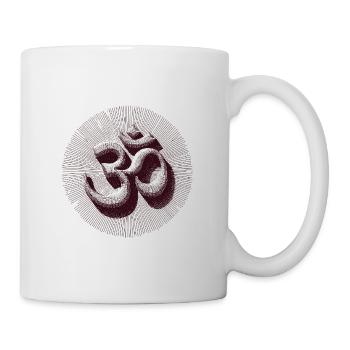 Vintage Om Symbol Gravur Style Braun - Tasse - Weiß - Rechts
