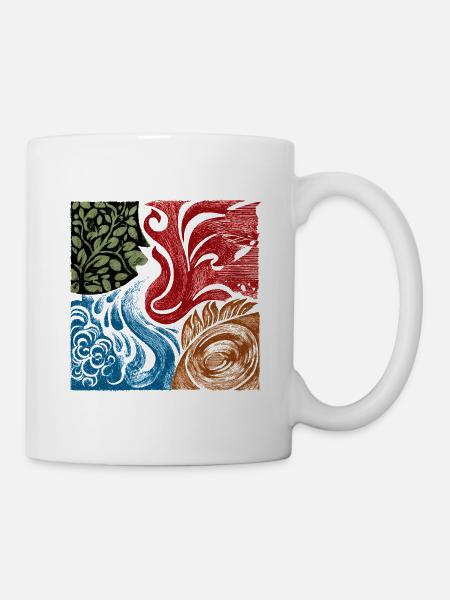 Vier Elemente Natur Grafik Spirituell - Tasse - Weiß