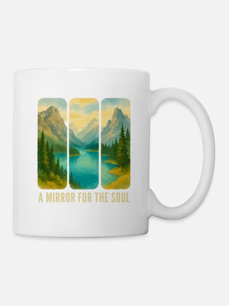 Berglandschafts-Triptychon mit See - Tasse - Weiß