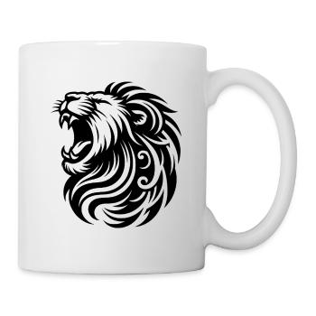Roaring lion with elegant mane and teeth - Mug - white - Right