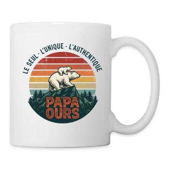 Papa Ours Montagne Retro Soleil - Mug blanc - blanc - Droite
