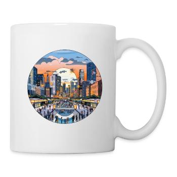 Sonnenuntergang über der Skyline - Tasse - Weiß - Rechts