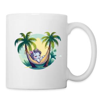 Sleeping unicorn in palm tree paradise - Mug - white - Right