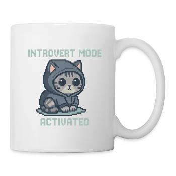 Introvert Mode – Hoodie-Katze in Pixelstil - Tasse - Weiß - Rechts