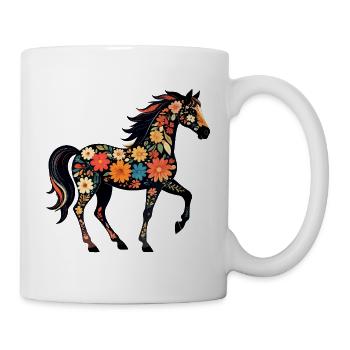 Proud Horse Flower Horse Colorful Mare Stallion Motif - Mug - white - Right
