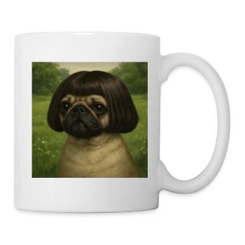Dog with bobHairstyle in the countryside - Mug - white - Right