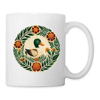 Canard dans la couronne florale Art populaire - Mug blanc - blanc - Droite