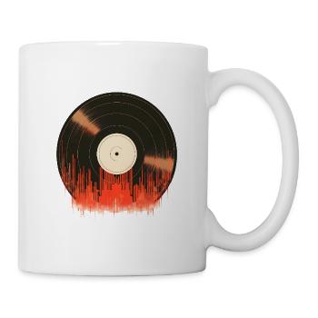 Retro Vinyl Record with Sound Waves - Mug - white - Right