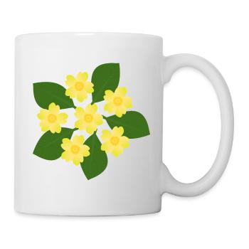 Februar Geburtstag Blüte Primeln Geburtstagsblume - Tasse - Weiß - Rechts