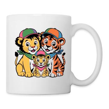Süße Löwe Tiger Leopard Freunde - Tasse - Weiß - Rechts