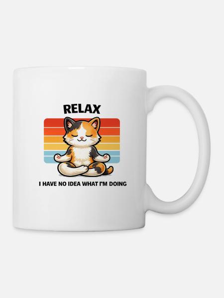 Relax Katze Meditative Chill - Tasse - Weiß