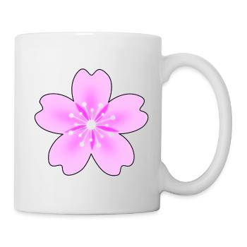 Fleur rose avec des rayons néon - Mug blanc - blanc - Droite