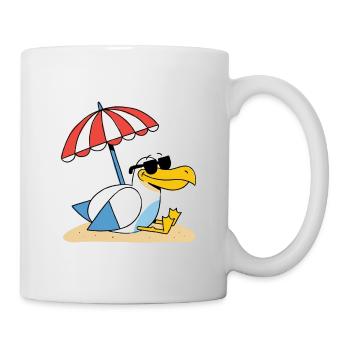 Mouette de plage ensoleillée avec parapluie - Mug blanc - blanc - Droite