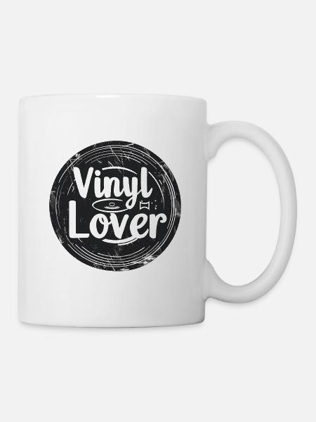 Vinyl Lover Vintage Music Design - Mug - white