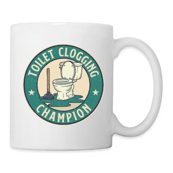 Toilet Clogging Champion Bold Bathroom Humor - Mug - white - Right