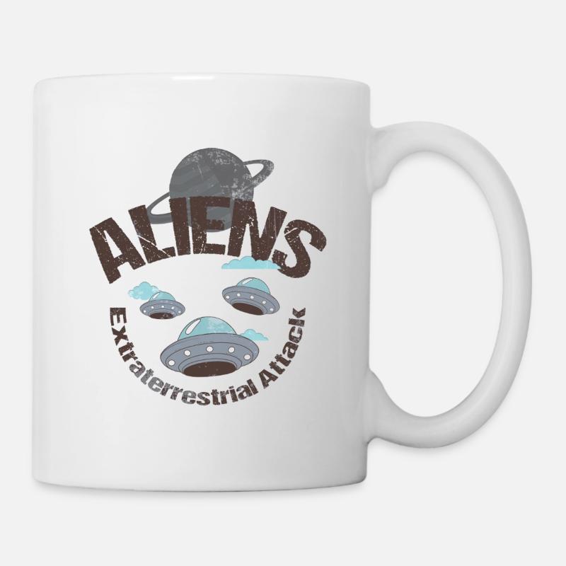 Alien-Begegnungen: Außerirdische Luftschiffe - Tasse - Weiß