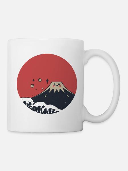 Rotes Lächeln des Fuji-Berges - Tasse - Weiß