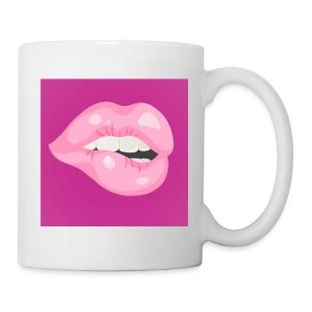 Glossy Pink Lip Bite on Magenta - Mug - white - Right