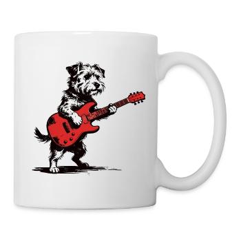 Yorkie Rocker: Vintage Hund mit Gitarre Design - Tasse - Weiß - Rechts
