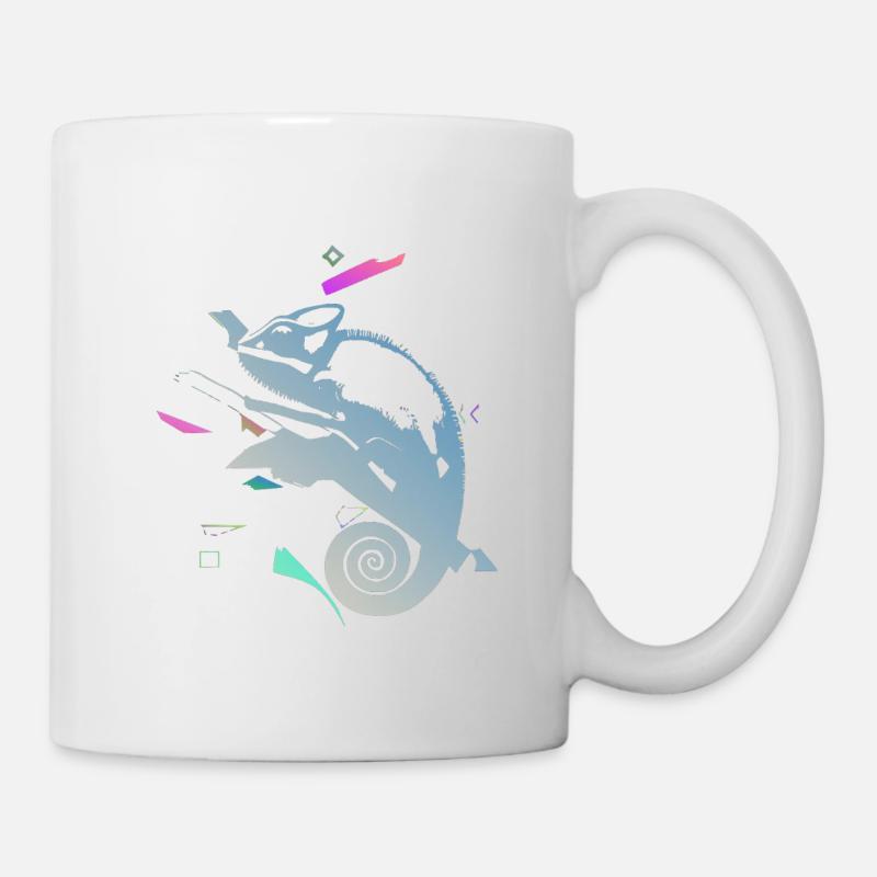 Caméléon en spirale dans un gradient néon - Mug blanc - blanc