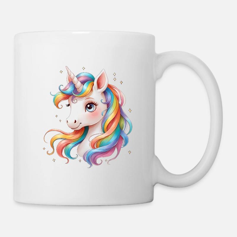 Regenbogen Einhorn - Licorne arc-en-ciel mignonne - Mug blanc - blanc