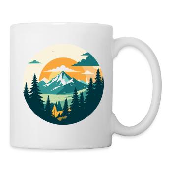 Mountains Mountain Forest High Mountain Hiking Circle Motif - Mug - white - Right