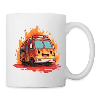 Kawaii Feuerwehrauto Flammen - Tasse - Weiß - Rechts