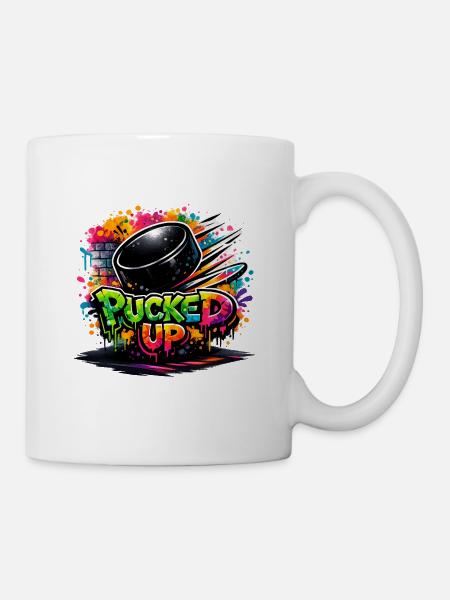 Puck de graffiti complètement déformé - Mug blanc - blanc