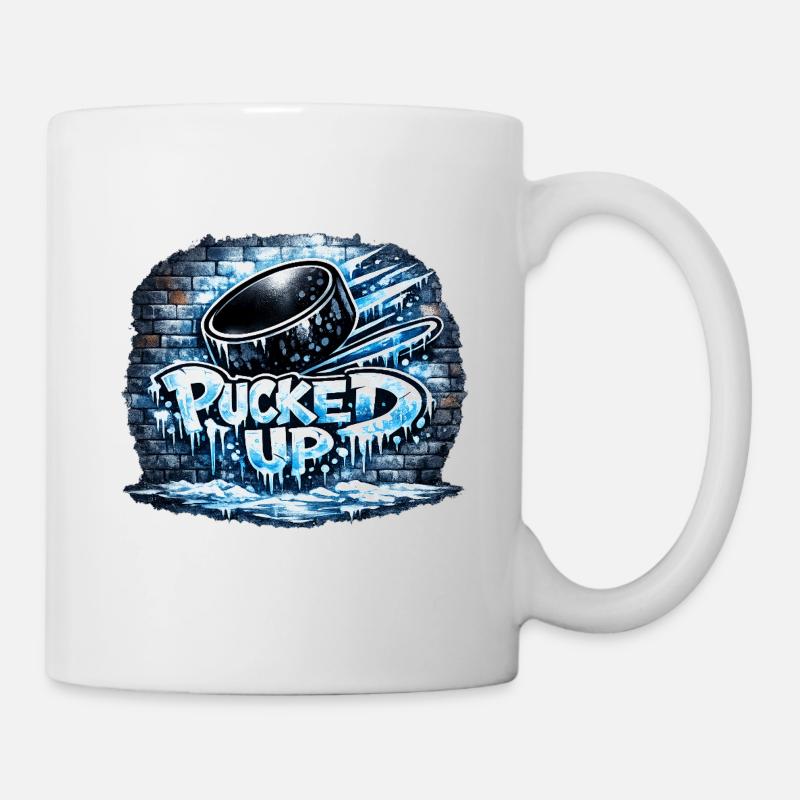Hockey graffiti avec des rondelles - Mug blanc - blanc