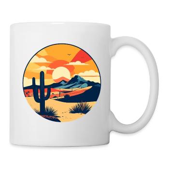 Panorama désertique Soleil rouge Motif paysager désertique - Mug blanc - blanc - Droite