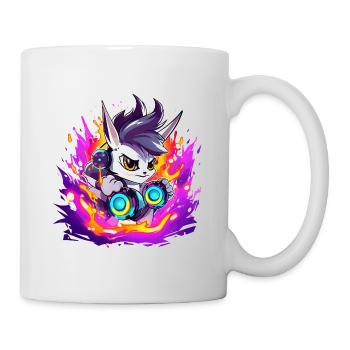 Neon DJ Bunny with Flame Colors - Mug - white - Right