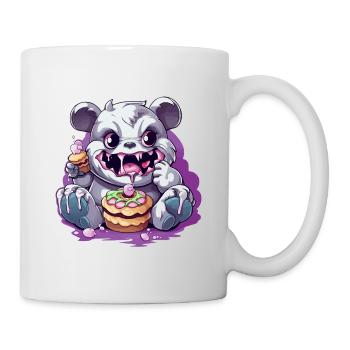 Cute panda monster with candy - Mug - white - Right