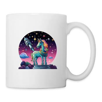 Sternen-Unicorn mit Teleskop - Tasse - Weiß - Rechts