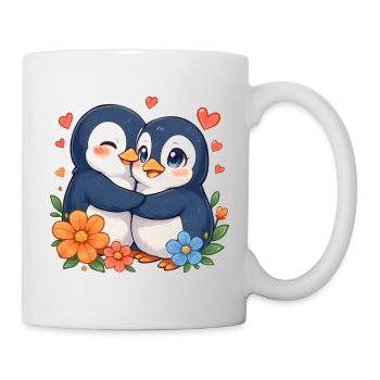 Duo amoureux des pingouins câlins - Mug blanc - blanc - Droite