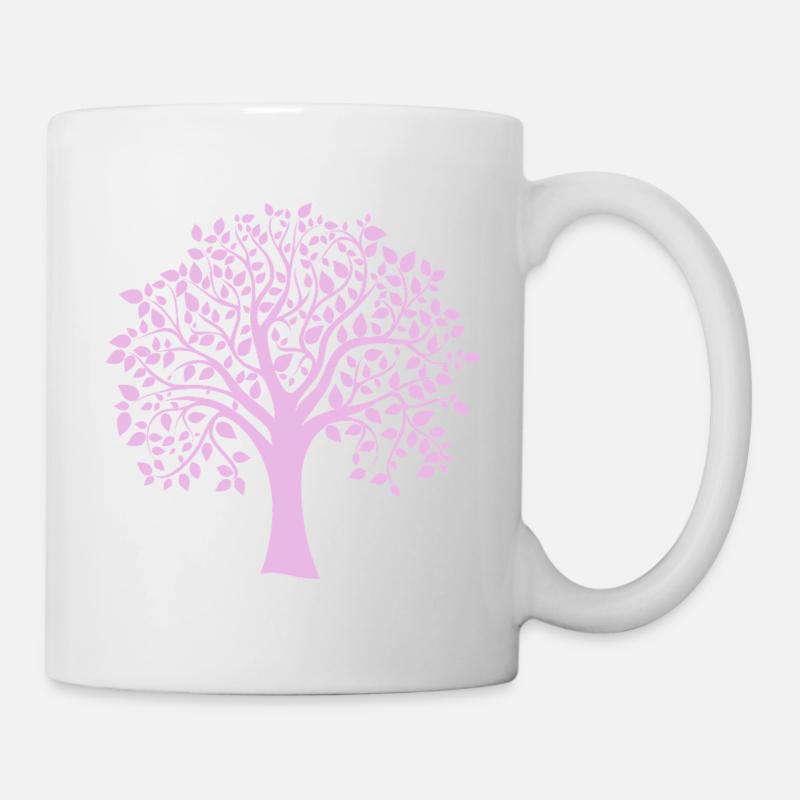 Silhouette à motif d’arbre jumbo violet - Mug blanc - blanc