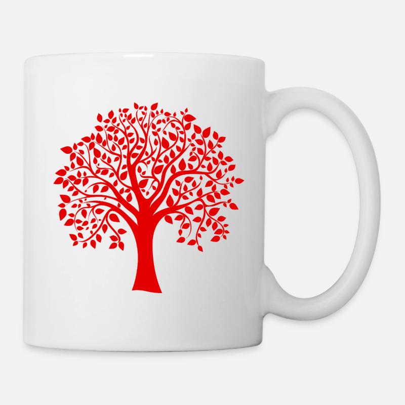 Silhouette base d’arbre jumbo rouge à motif - Mug blanc - blanc