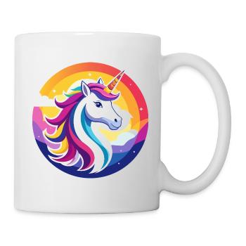 Rainbow Unicorn Colorful Unicorn Head Motif - Mug - white - Right