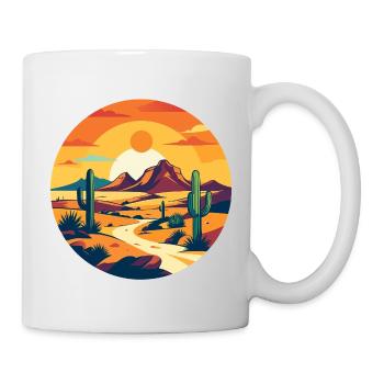 Wüstenpfad Sonnenuntergang Wüstenlandschaft Motiv - Tasse - Weiß - Rechts