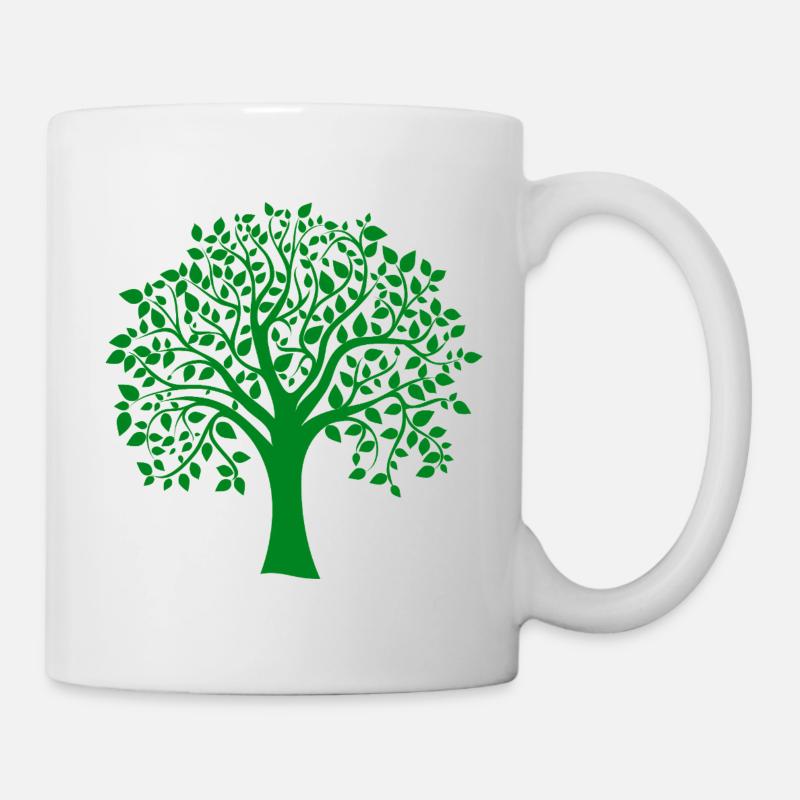 Grüne Jumbo-Baum-Print-Silhouette - Tasse - Weiß